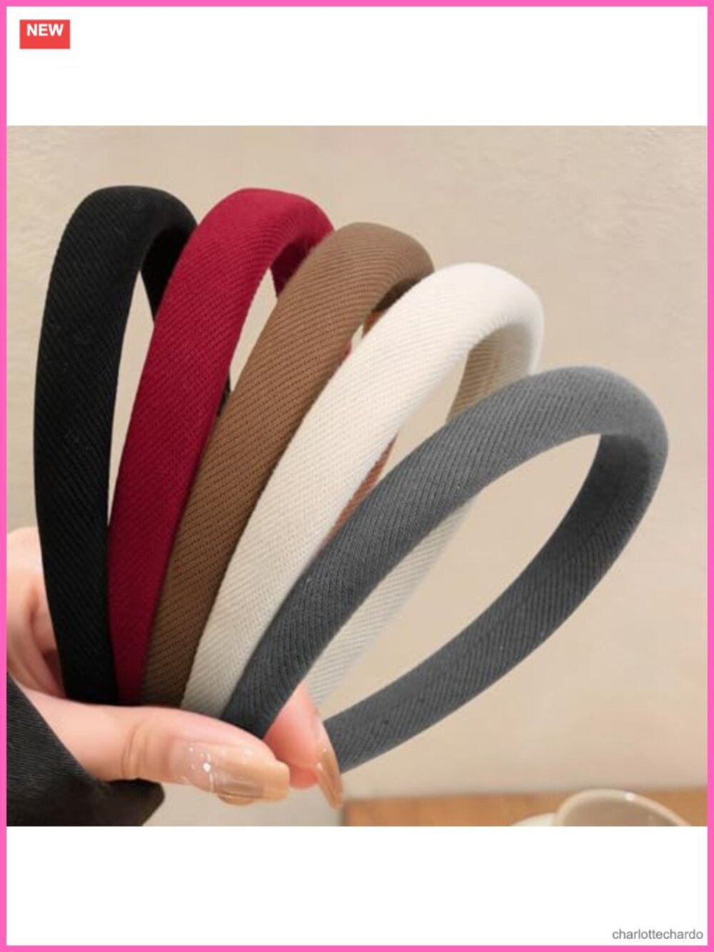 5PC Ribbed Padded Non Slip Headbands for Women Girls Thin Elastic Hair Bands